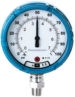 Rosemount pressure gauge with battery driven dial display. 